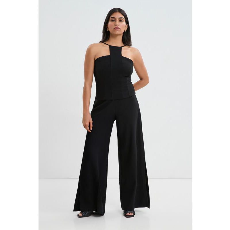 Women's Lexington High-Waisted Wide-Leg Side-Slit Dress Pants