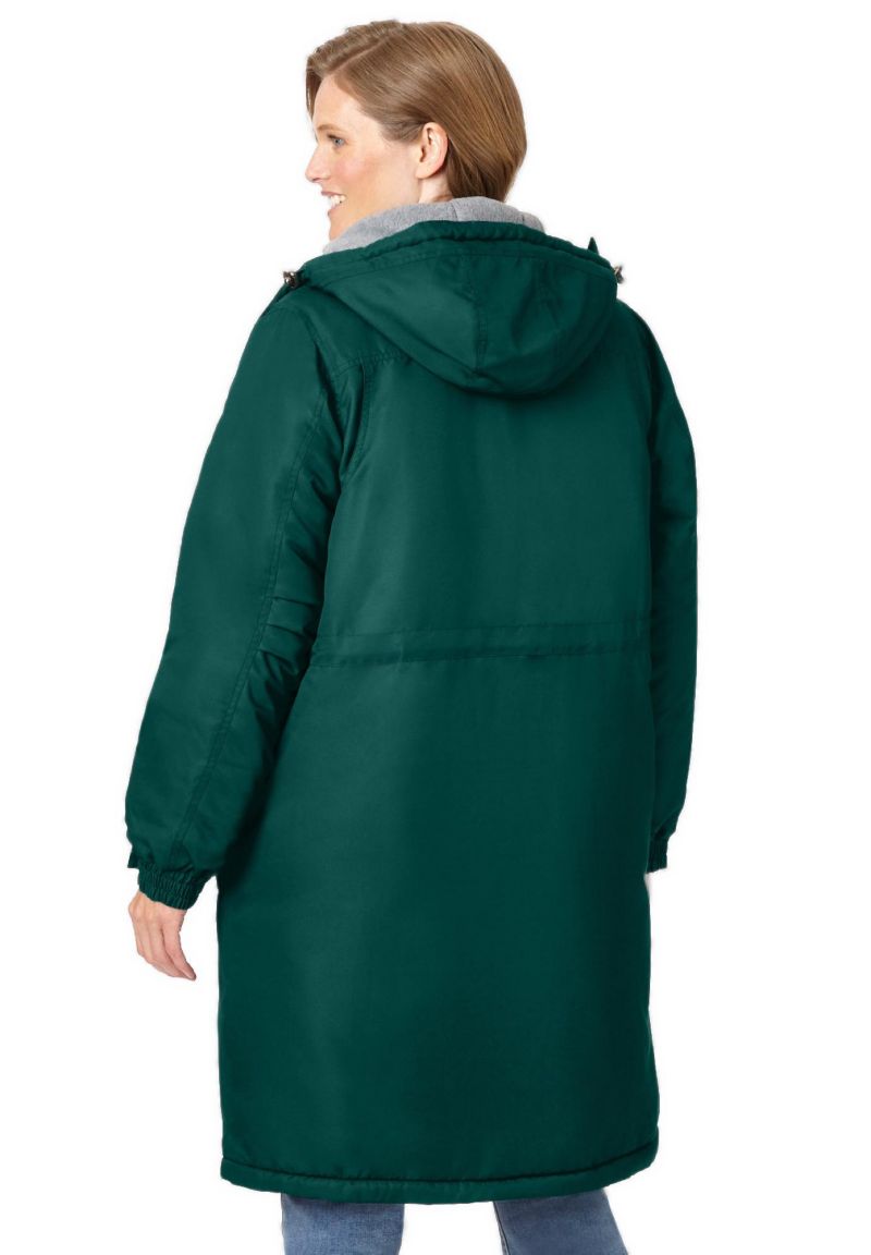 Plus Size Mid-Length Microfiber Parka