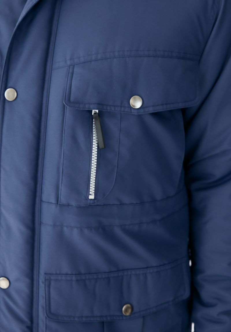 Men's by KingSize Fleece-Lined Parka with Detachable Hood and 6 Pockets