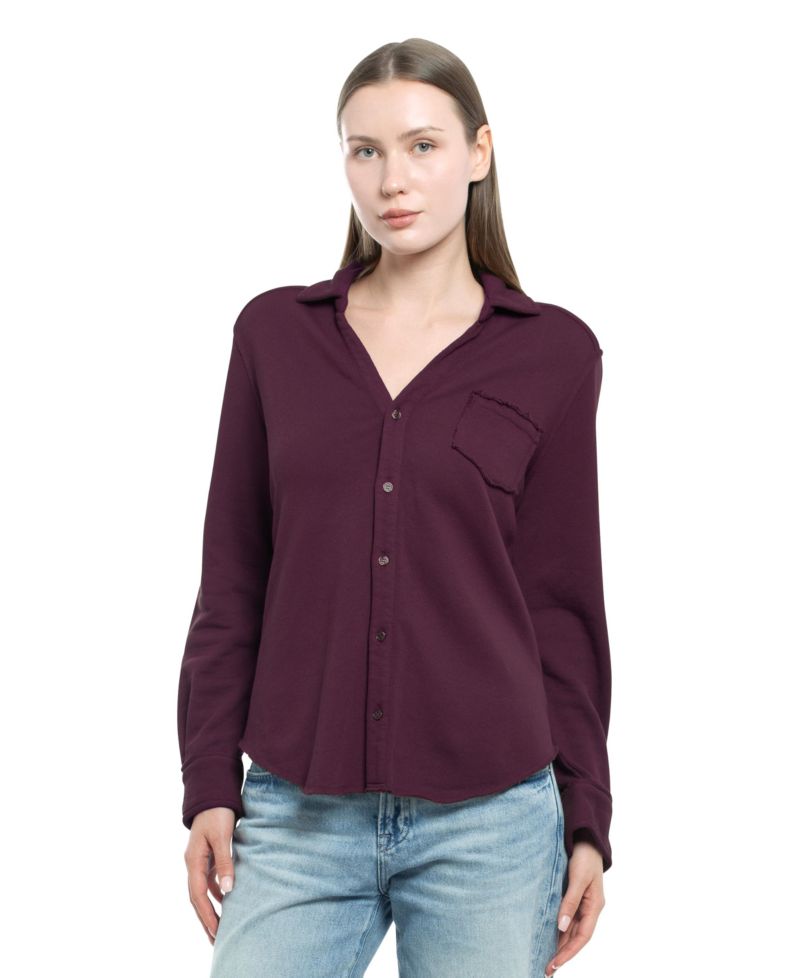 Women's Clothing Button Front Sweatshirt