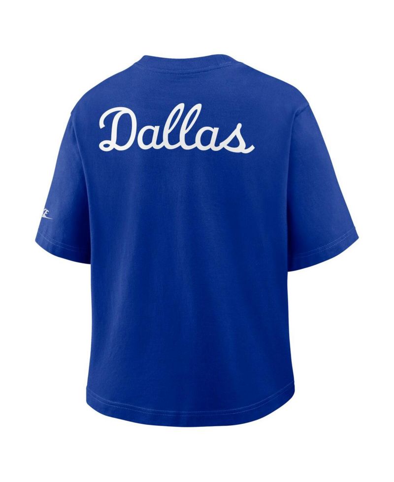 Women's Navy Dallas Cowboys Rewind Pocket Boxy T-Shirt