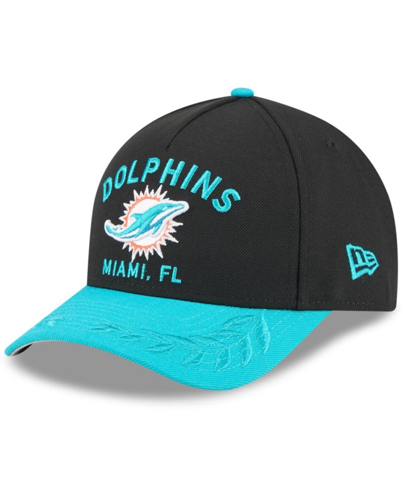 Men's Black/Aqua Miami Dolphins 2025 NFL Draft 9FORTY A-Frame M-Crown Adjustable Hat
