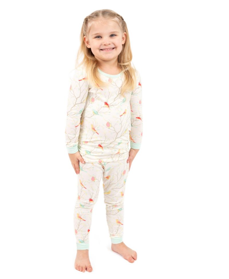 Kids Matching Family Two-Piece Cooling Bamboo Viscose Long Sleeve Pajamas - Nature and Wildlife Print (6-14)
