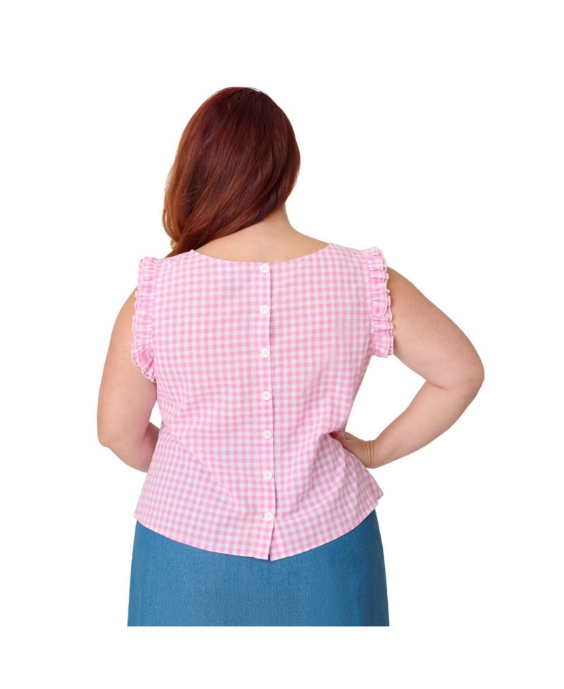 Women's Plus Size 1960s Ruffle Cotton Blouse