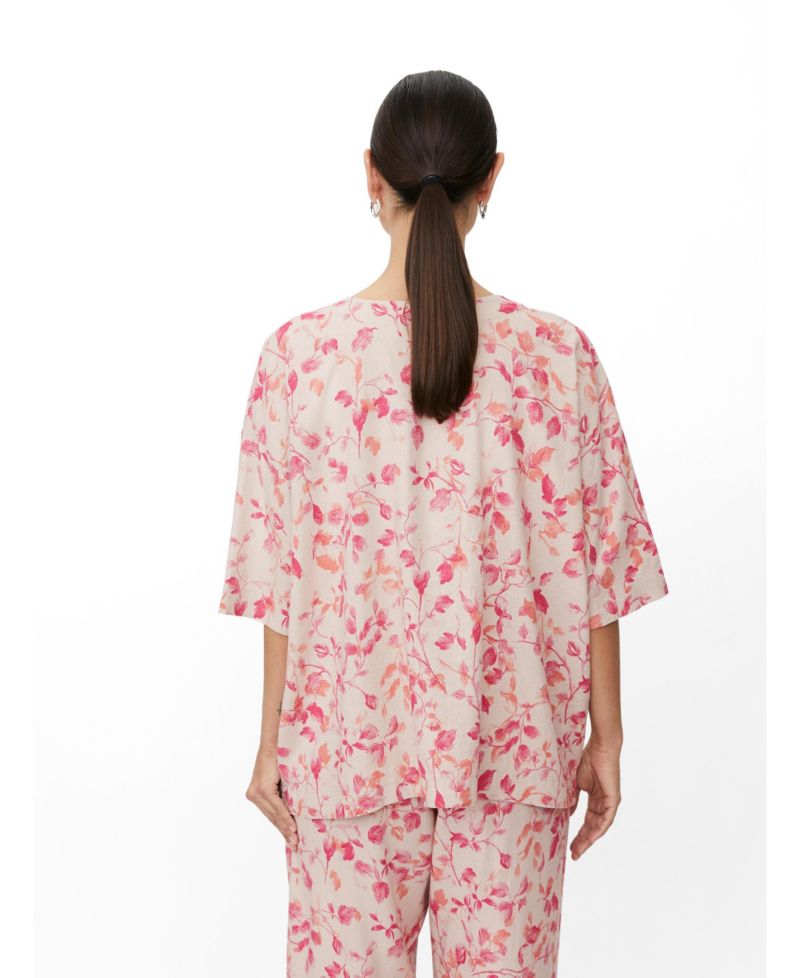 Women's MaDegana Floral-Print 3/4-Sleeve Linen-Blend Top