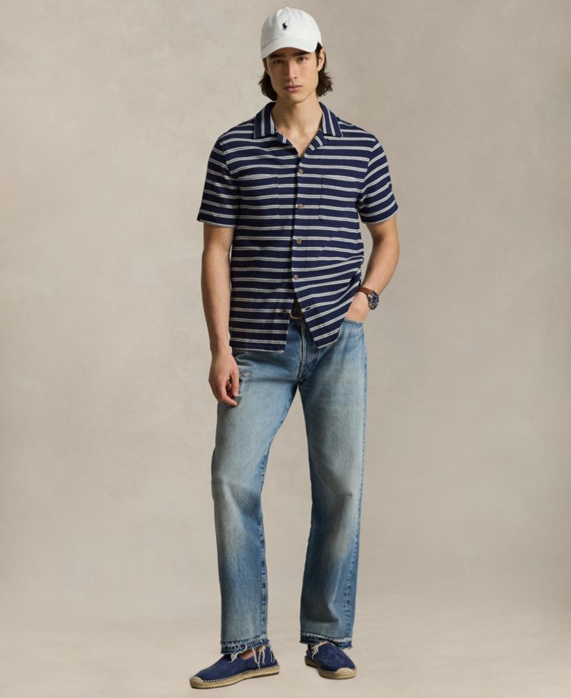 Men's Striped Camp Collar Shirt