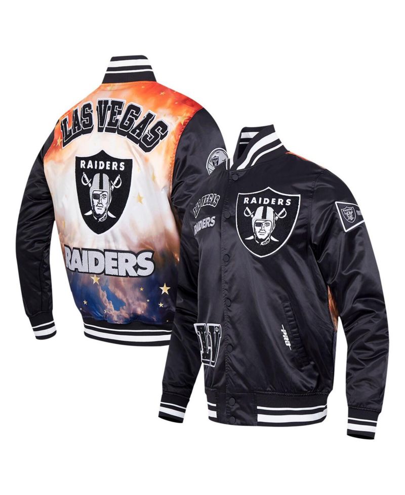 Men's Black Las Vegas Raiders Sublimated Satin Full-Snap Jacket