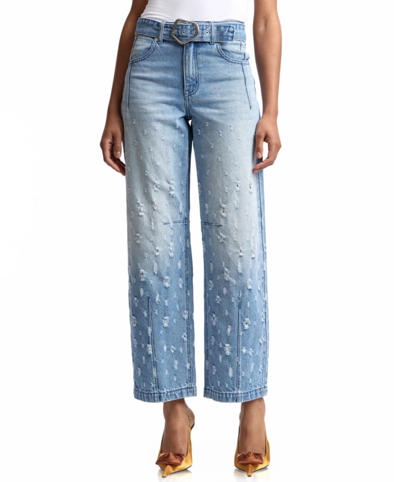 Women's Distress Darted Straight Jeans
