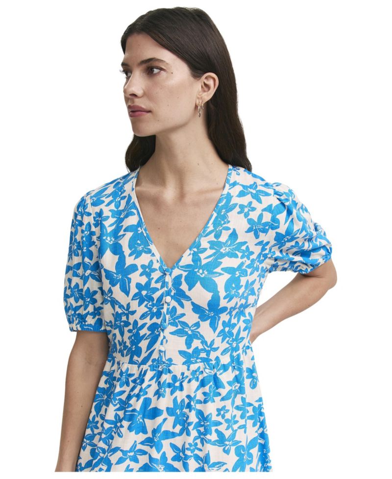 Women's Sabine Floral Puff-Sleeve Tiered Midi Dress