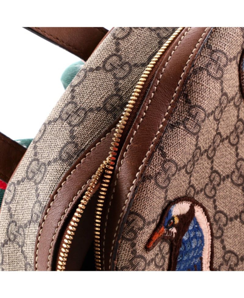 Small Zip Pocket Backpack Embroidered GG Coated Canvas