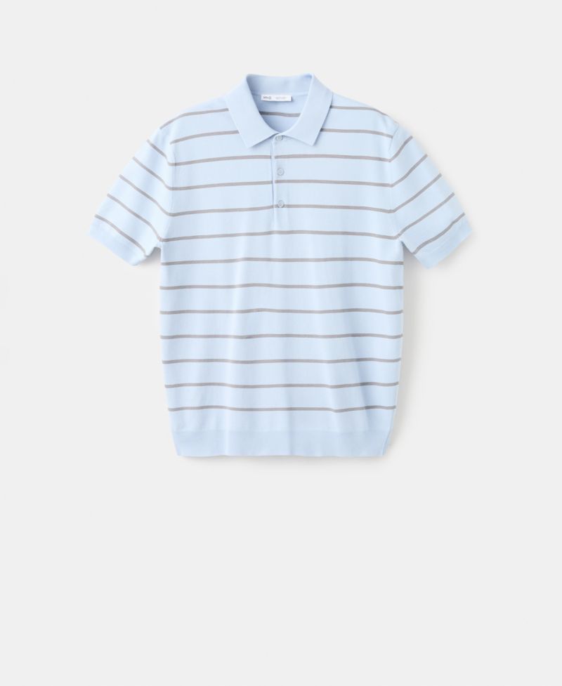 Men's Striped Fine-Knit Polo Shirt