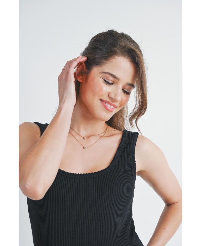 Maternity Square Neck Ribbed Sleeveless Tank Top