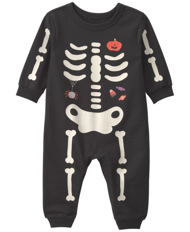Baby Boys' or Baby Girls' Halloween Skeleton French Terry Jumpsuit