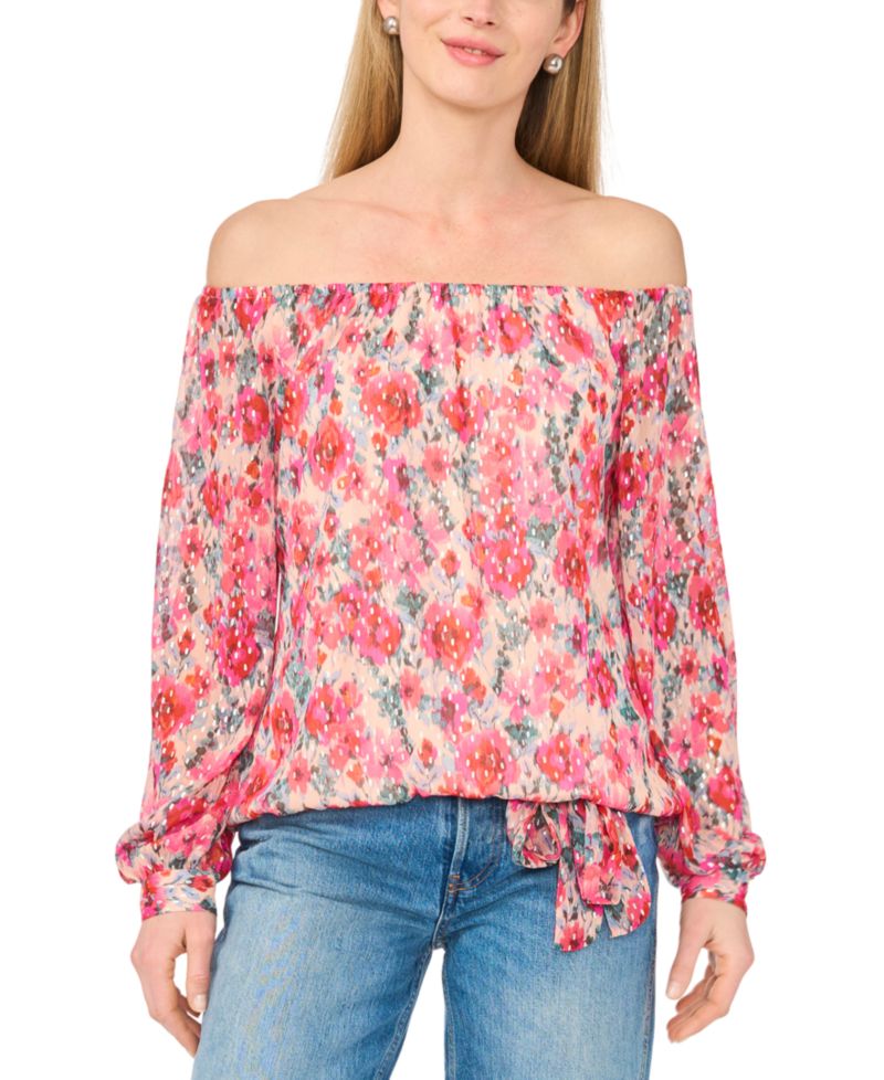 Women's Off-The-Shoulder Tie-Front Top