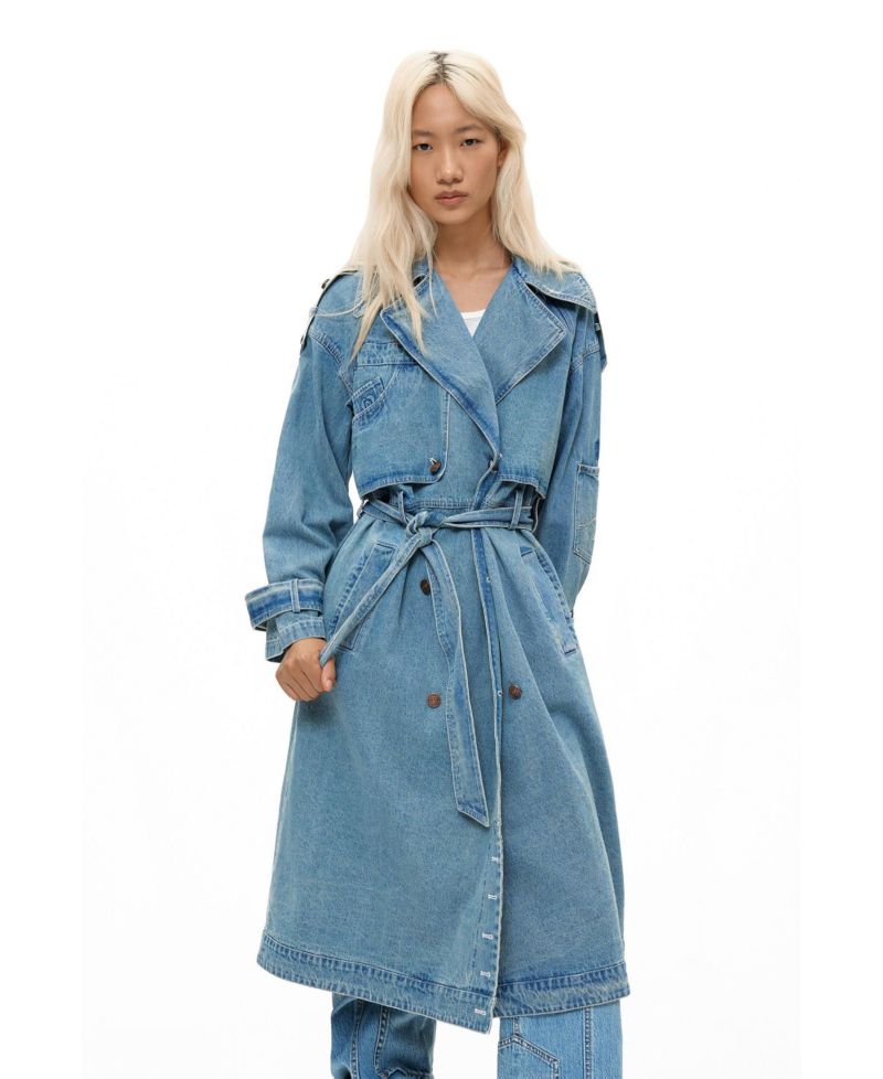 Women's Long Denim Trench Coat