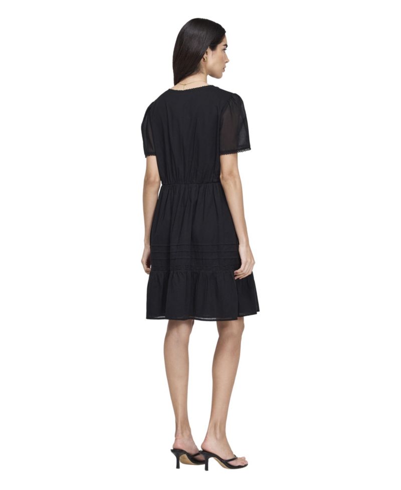 Women's Fit & Flare Cotton V-Neck Short Dress