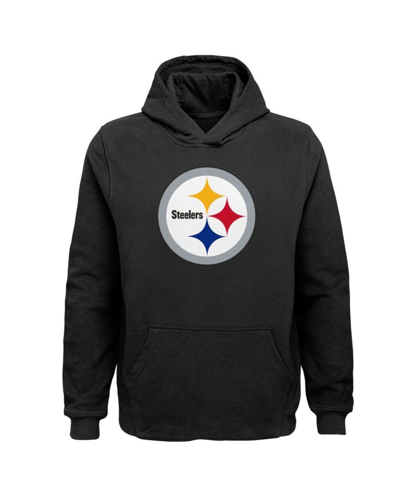 Big Boys and Girls Black Pittsburgh Steelers Team Logo Pullover Hoodie