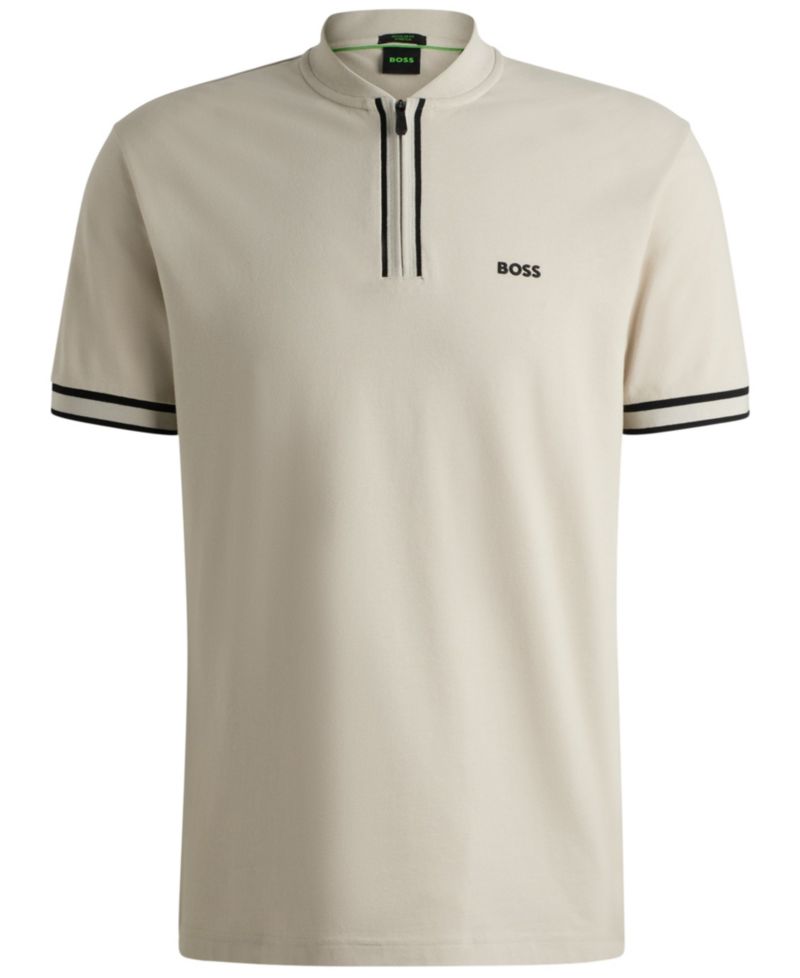Men's Cotton-Pique Zip-Neck Polo