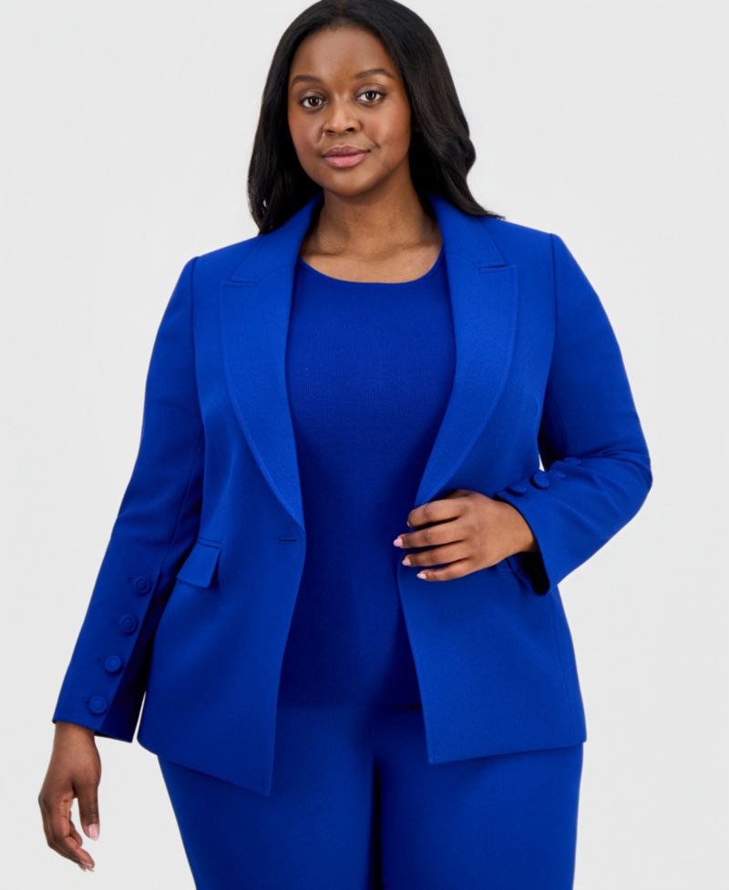 ASL Plus Size Peak Lapel One-Button Blazer