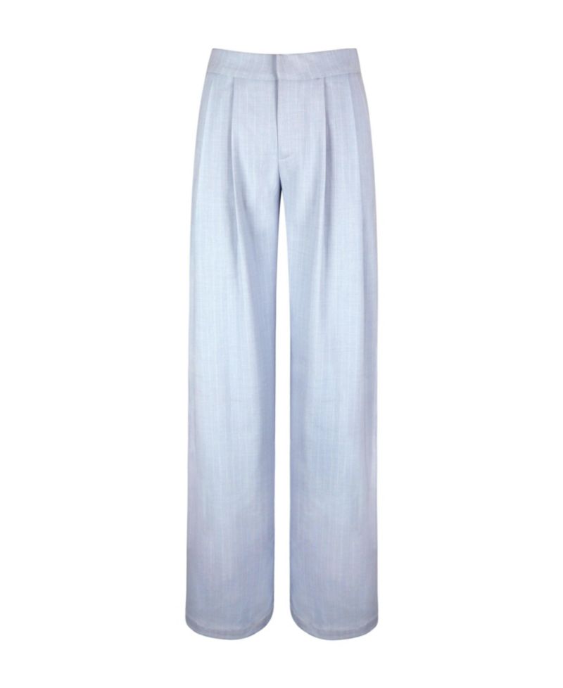 Women's Reva Sky Blue Pinstripe Single Pleat Pants