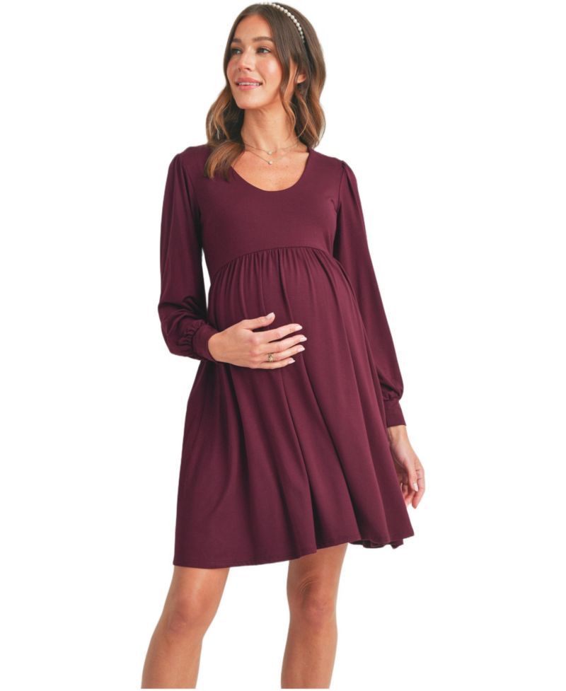Women's Long Sleeve Empire Waist Scoop Neck Dress