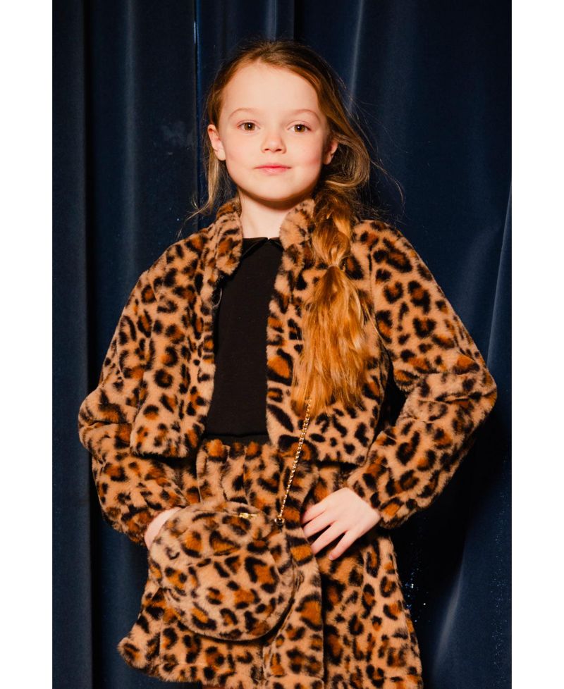 Kids & Baby Little and Big Girl 6-14 Faux Fur Jacket Leopard Print