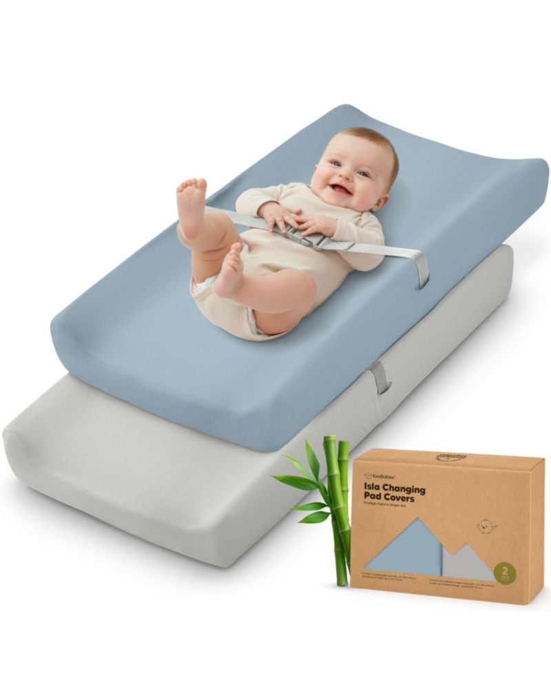 2pk Isla Changing Pad Covers for Girl, Boy, Soft Contoured Diaper Changing Table Pad Cover Sheets Neutral
