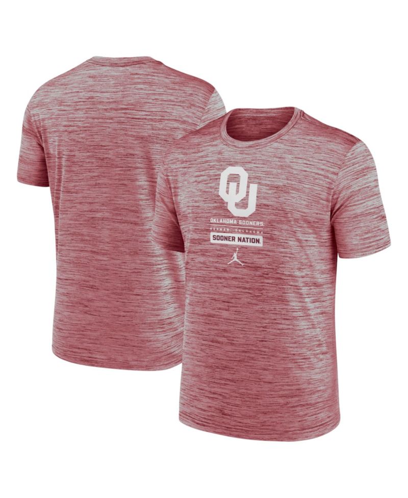 Men's Crimson Oklahoma Sooners Campus Center Block Velocity Performance T-Shirt