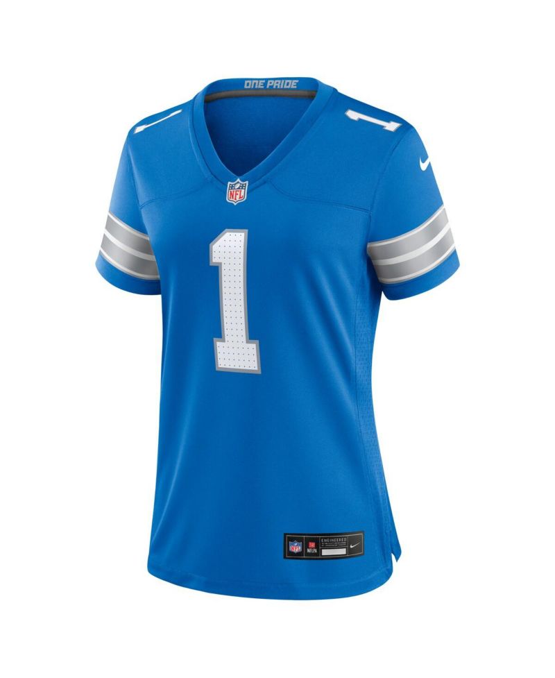 Men's Number 1 Mom Blue Detroit Lions Game Jersey