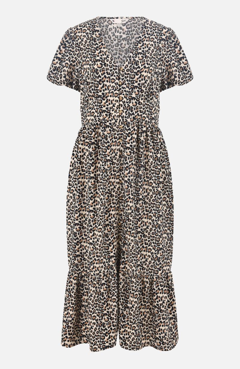 Women's Pleated Button Through Midi Dress