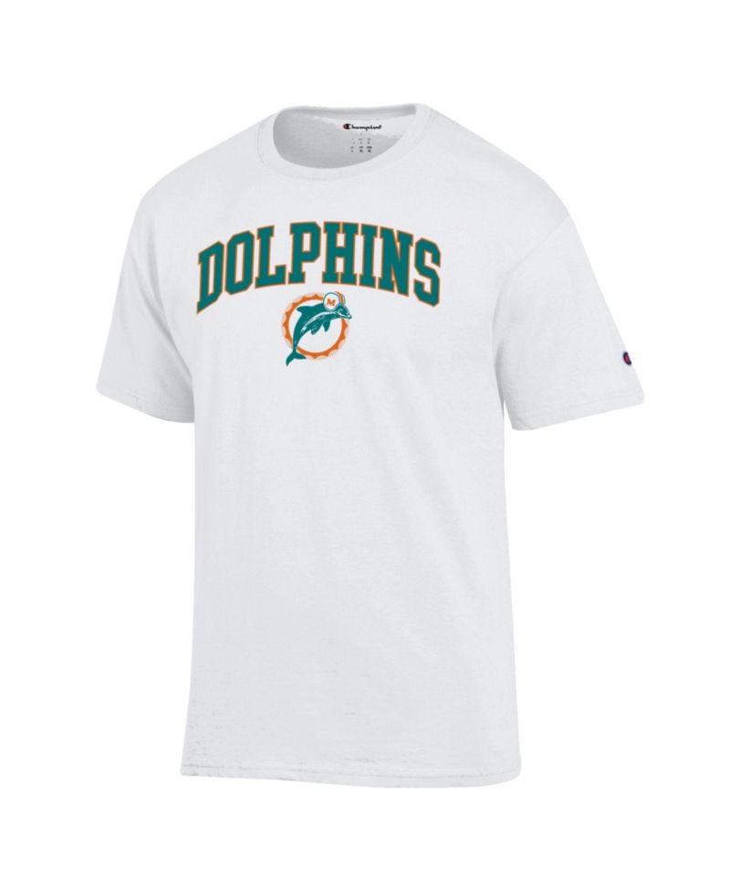 Men's White Miami Dolphins Arch Over Logo T-Shirt