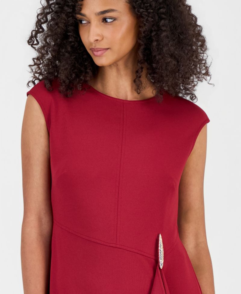 Women's Cocktail Fitted Cascade Ruffle Midi Dress