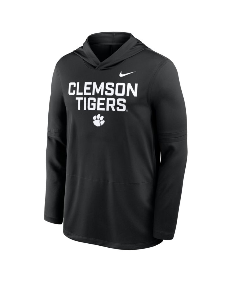 Men's Black Clemson Tigers 2025 Sideline Performance Long Sleeve Hoodie T-Shirt
