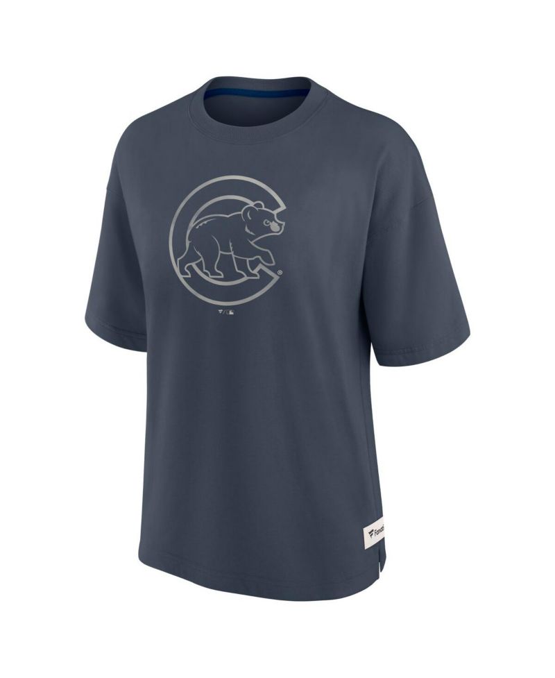 Women's Blue Chicago Cubs Oversized Elements Raw Edge Future Ground T-Shirt