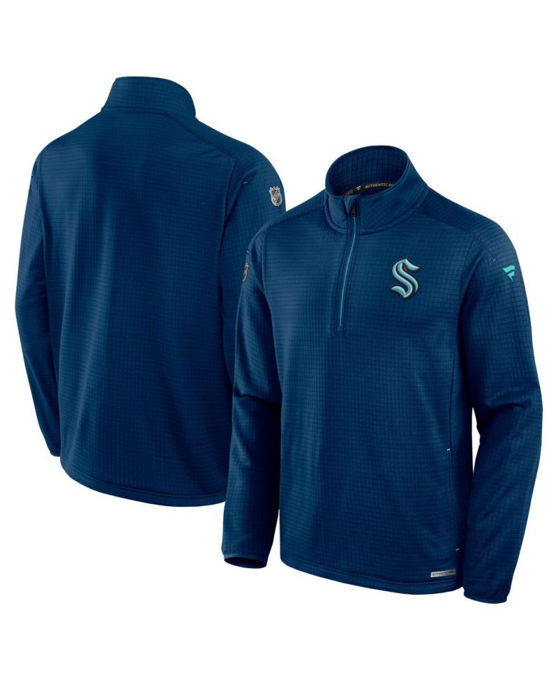 Men's Navy Seattle Kraken Authentic Pro Rink Quarter-Zip Jacket