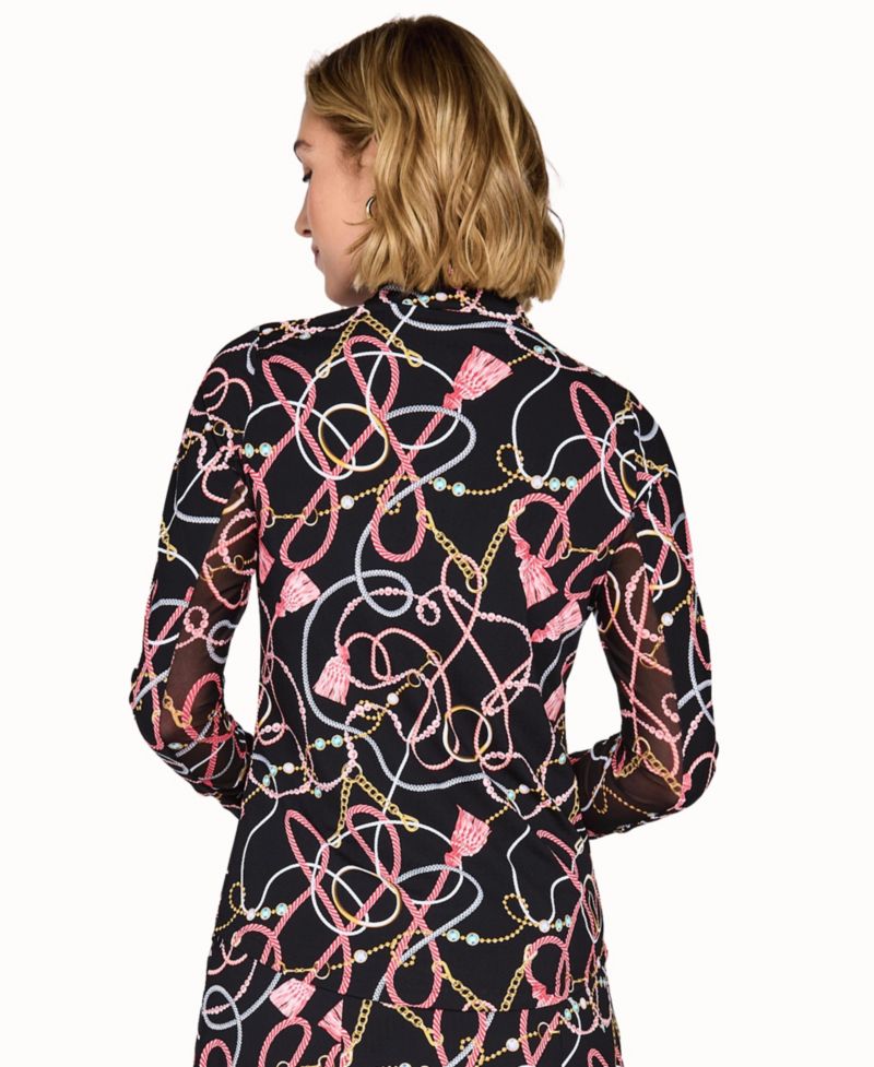 Women's Golf Mock-Neck Quarter-Zip Long-Sleeve Mesh Top