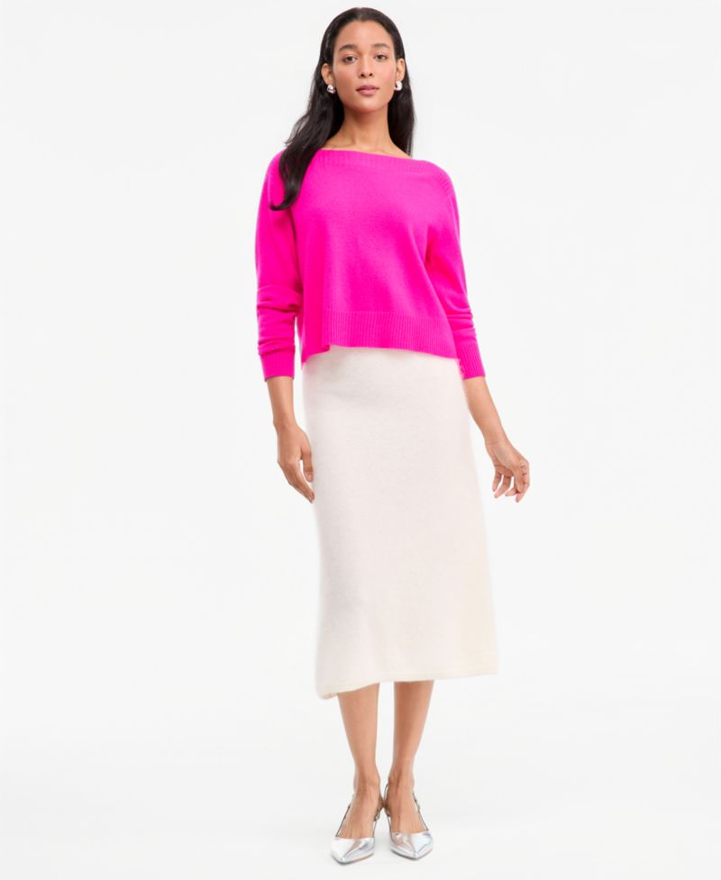 Plus Size 100% Cashmere Boat-Neck Sweater
