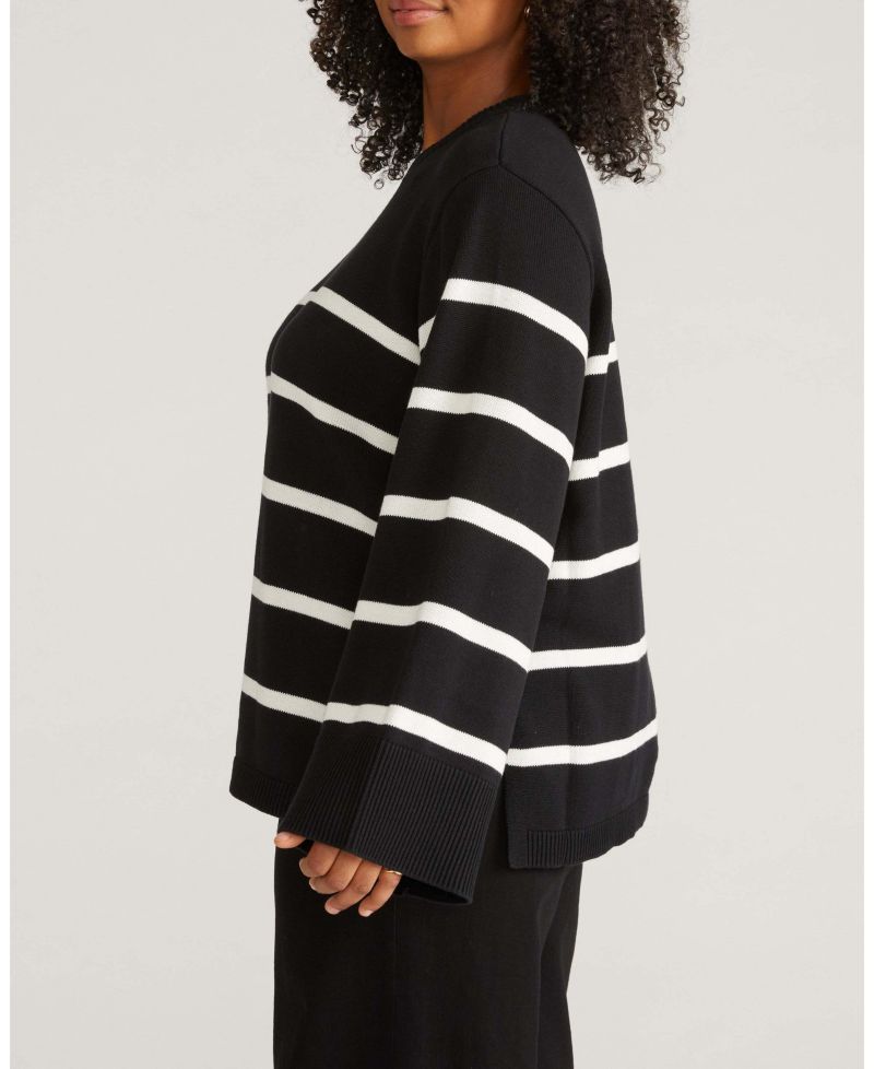 Women's Plus Size Wide Sleeve Cotton Sweater