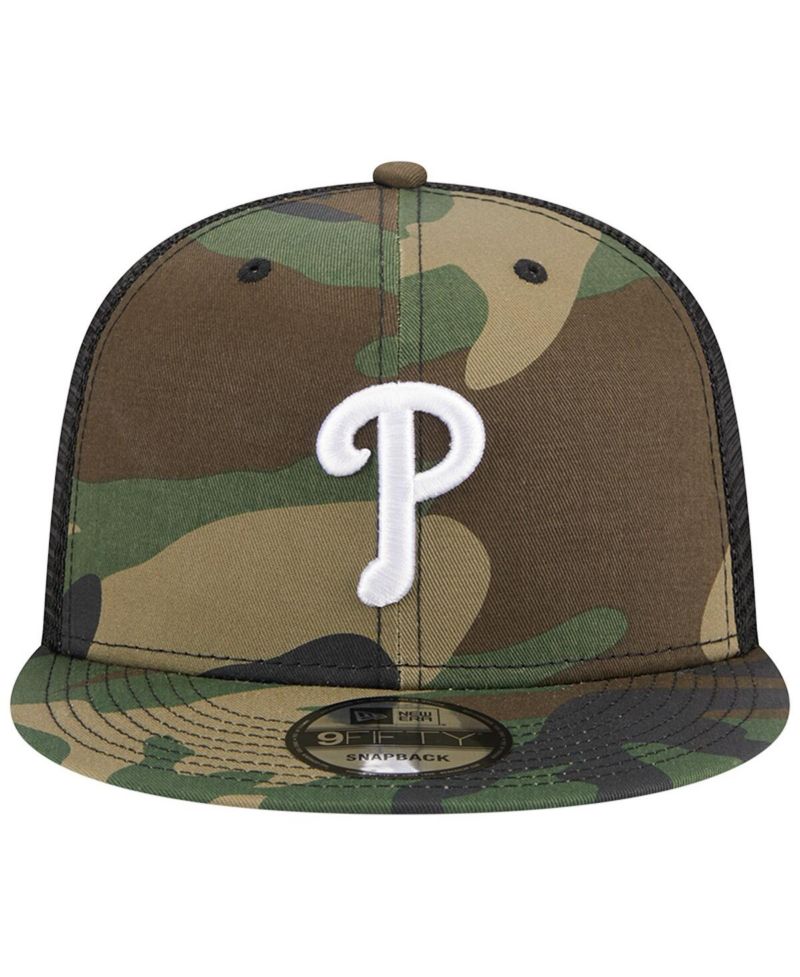 Men's Camo Philadelphia Phillies Woodland Camo Trucker 9FIFTY Snapback Hat