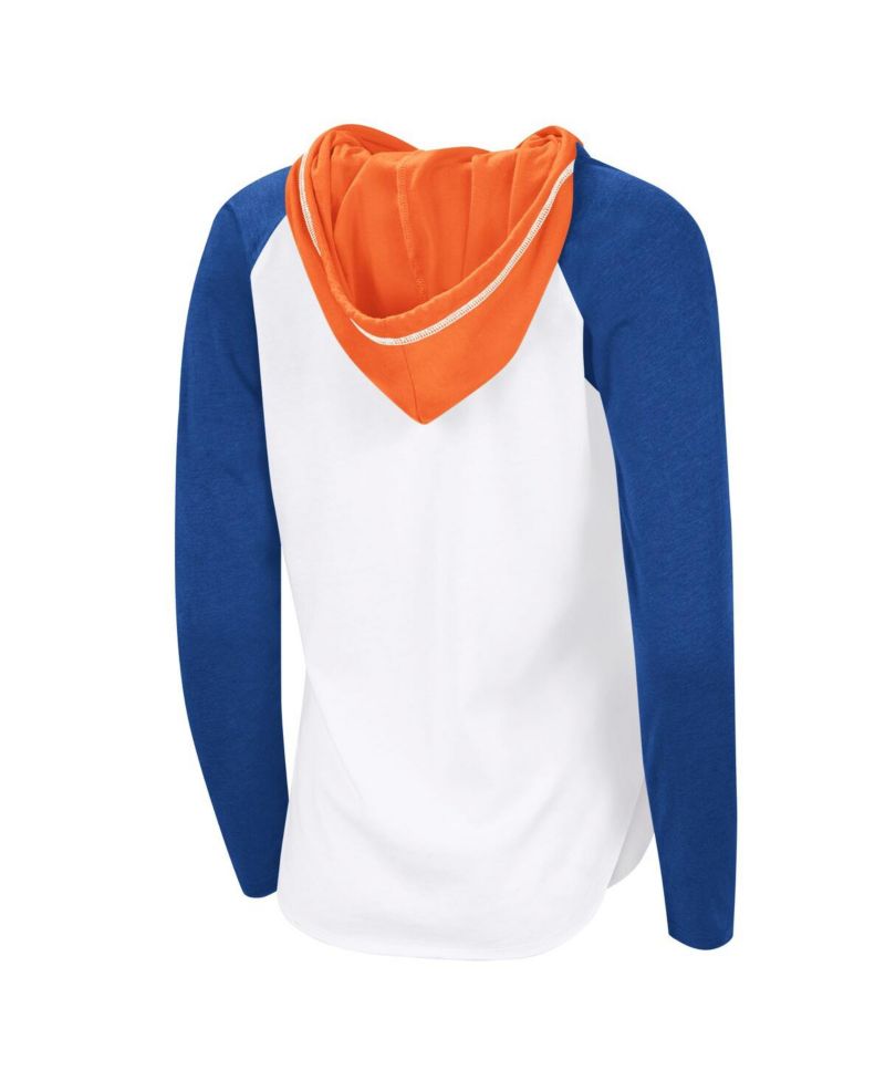 Women's White New York Islanders VIP Raglan Long Sleeve Hoodie T-Shirt