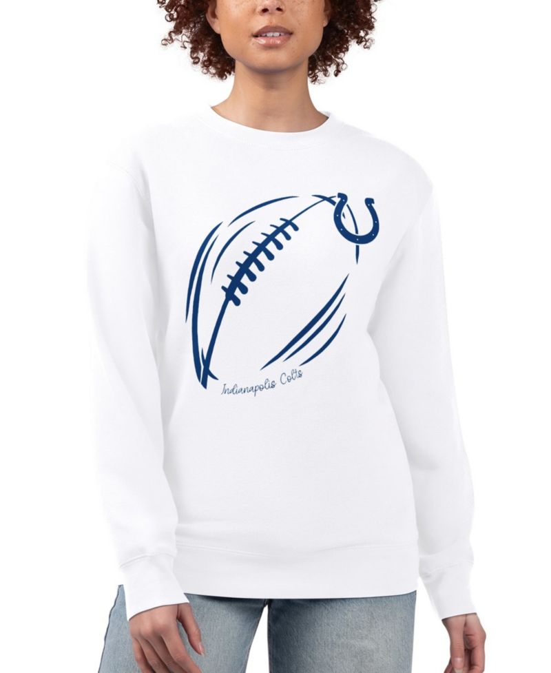 Women's White Indianapolis Colts Football Logo Graphic Fleece Tri-Blend Pullover Sweatshirt