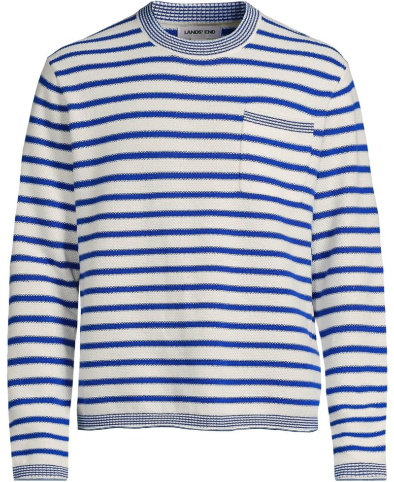 Men's Long Sleeve Textured Cotton Crewneck Sweater