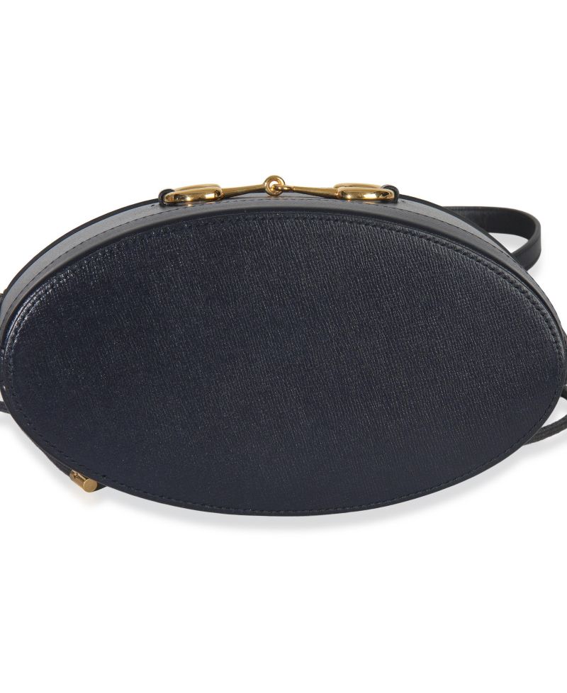 Red Navy Calfskin Horsebit 1955 Drawstring Bucket Bag
