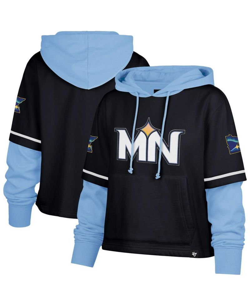 Women's Navy Minnesota Twins City Connect Shortstop Cropped Pullover Hoodie