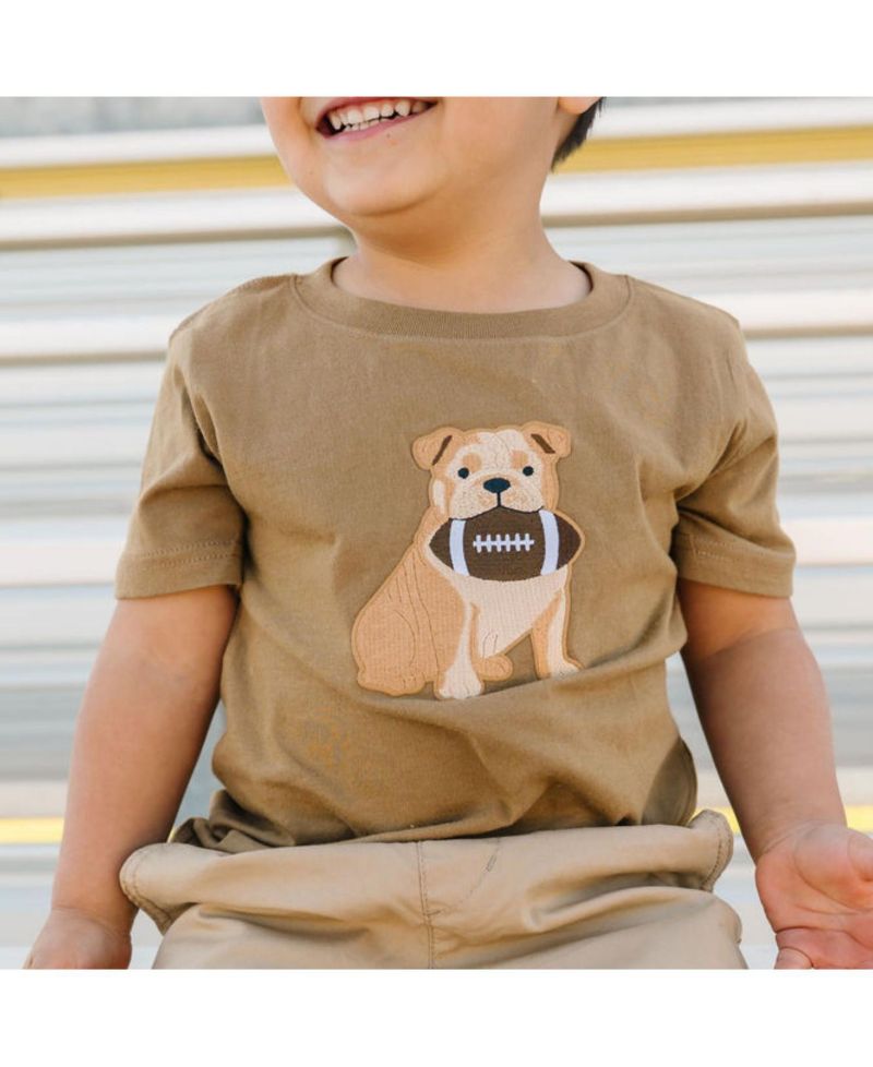 Big Boys(10-12) Bulldog Football Patch Short Sleeve T-Shirt