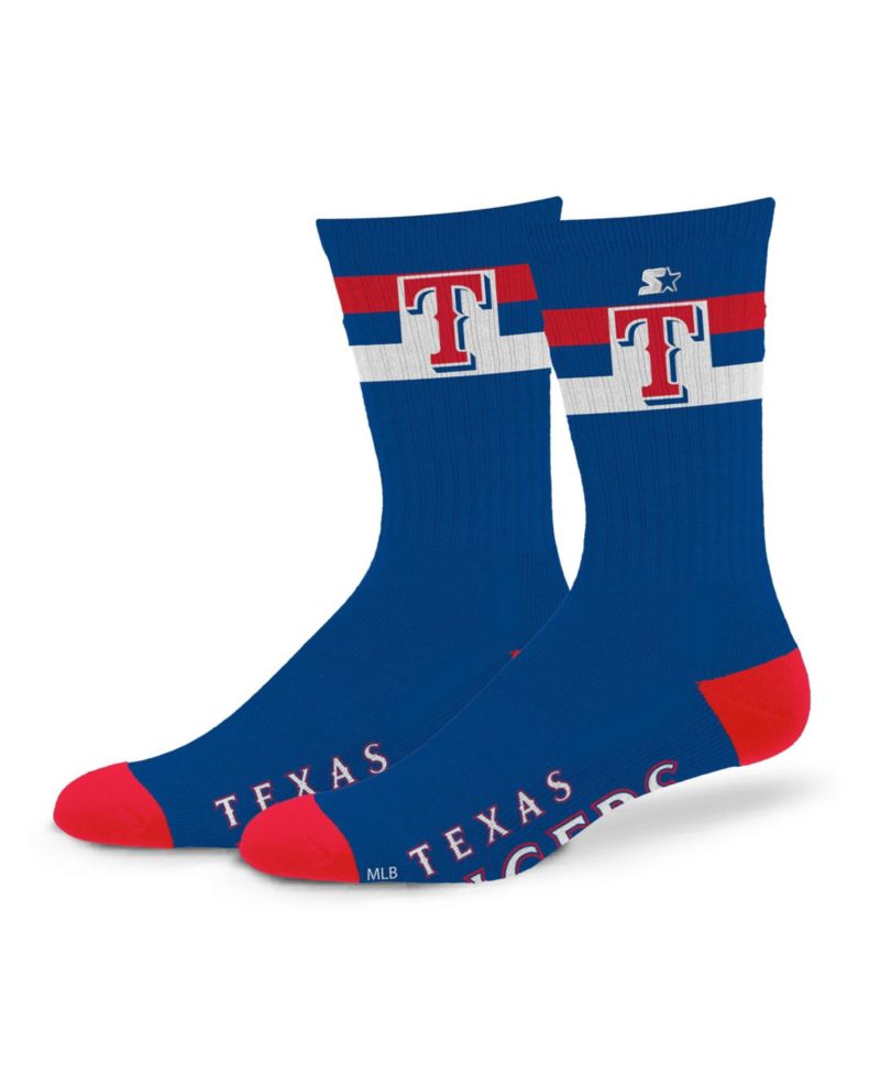 Men's and Women's Texas Rangers Team Color Two-Stripe Crew Socks