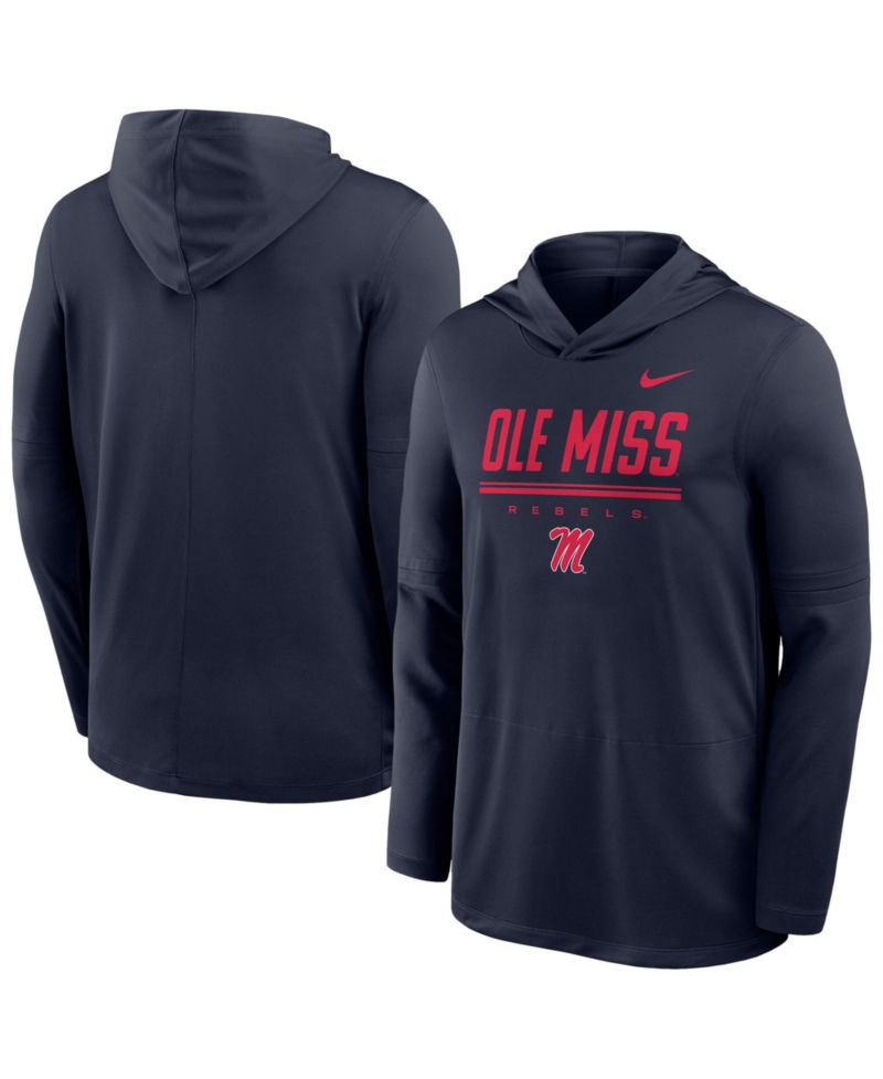 Men's Navy Ole Miss Rebels 2026 Sideline Dri-FIT Lightweight Hooded Top