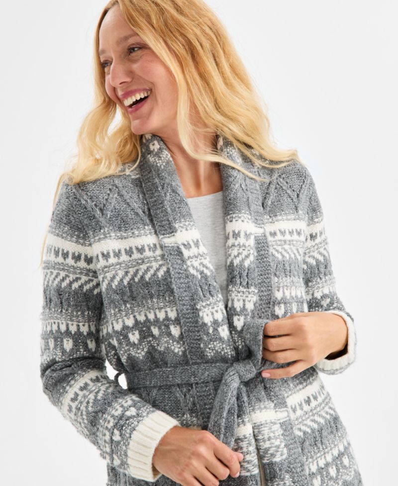 Women's Fair Isle Belted Cardigan