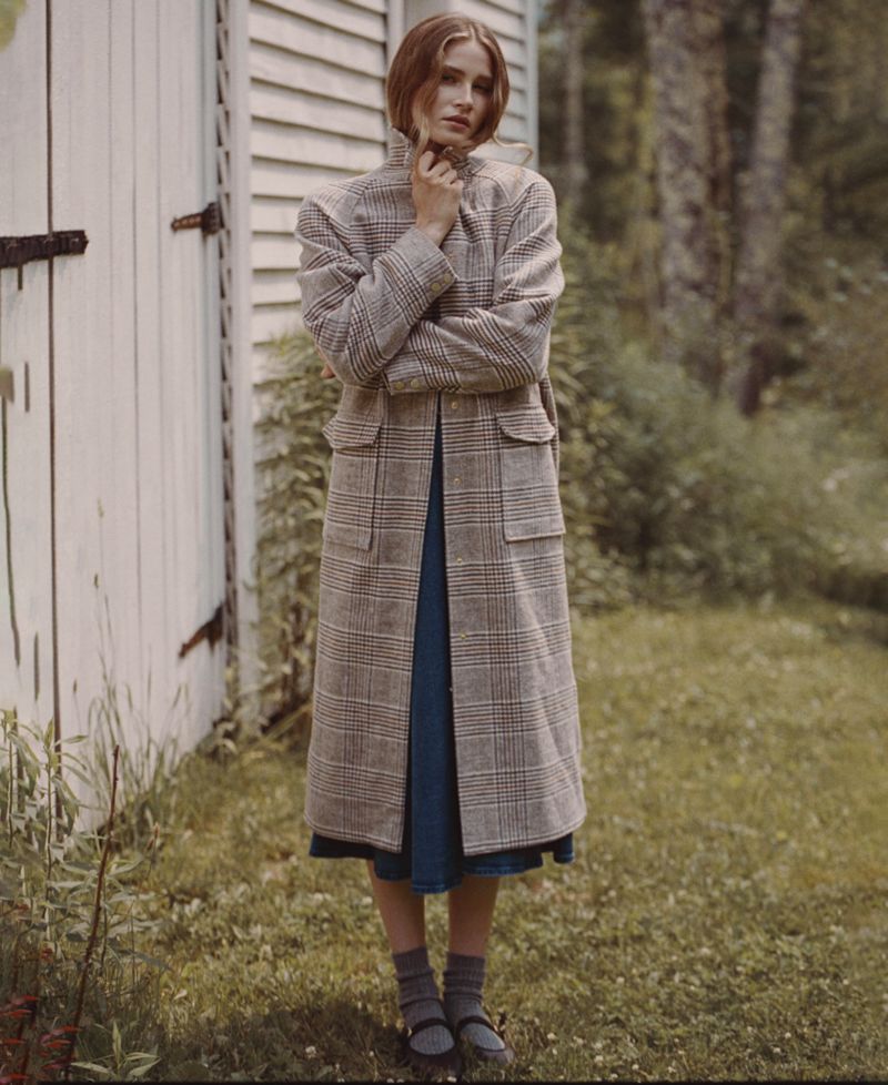 Women's Sutton Tailored Plaid Long Coat