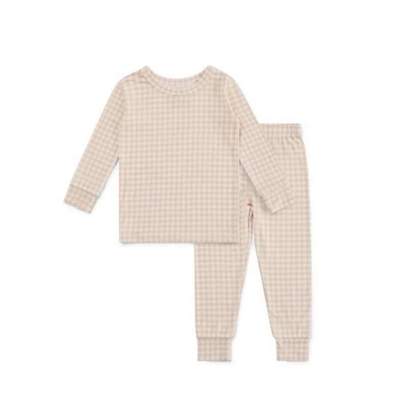 Toddler Boys Sandstone Gingham Pajama Set